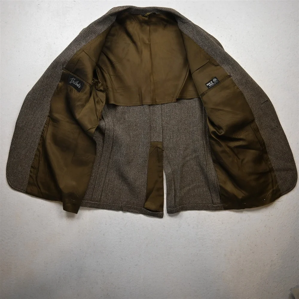 Vtg Mens 40S Brown 100% Wool Tweed Elbow‎ Patches Blazer Suit Jacket Sport Coat